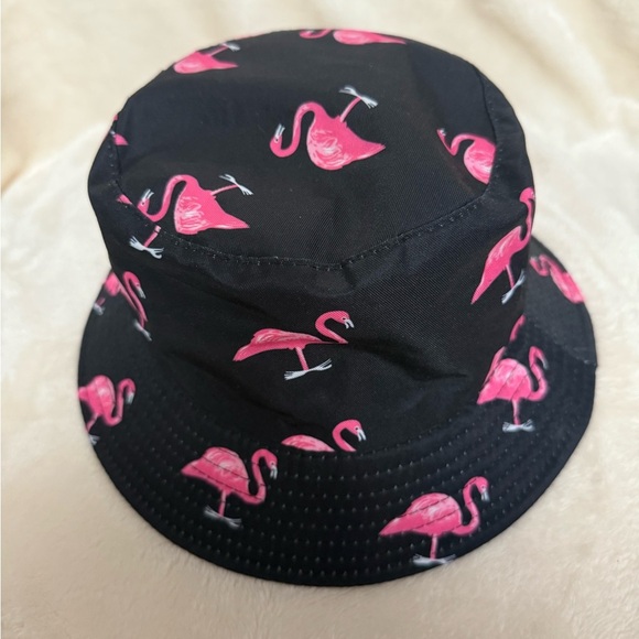 Black Bucket Hat with Pink Flamingos - Picture 4 of 7